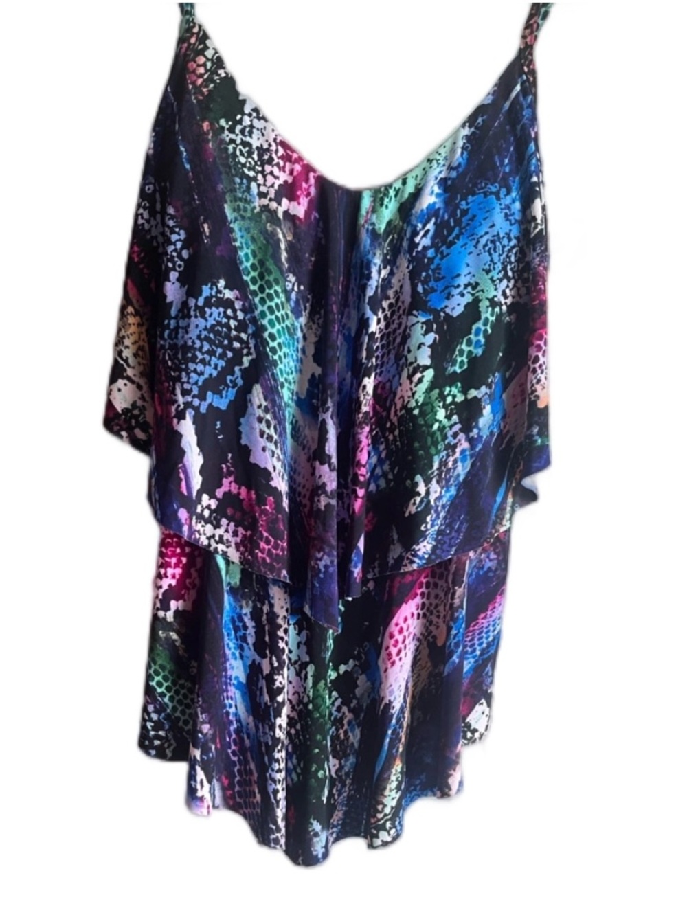 Multicolor Snake Print Layered Padded SWIM TOP